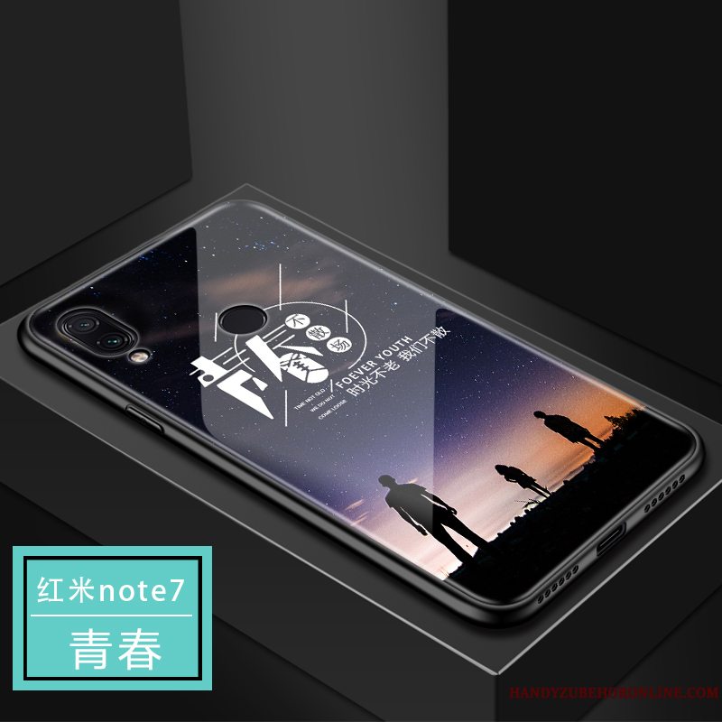 Etui Redmi Note 7 Tasker Anti-fald Glas, Cover Redmi Note 7 Beskyttelse Af Personlighed Mørkeblå