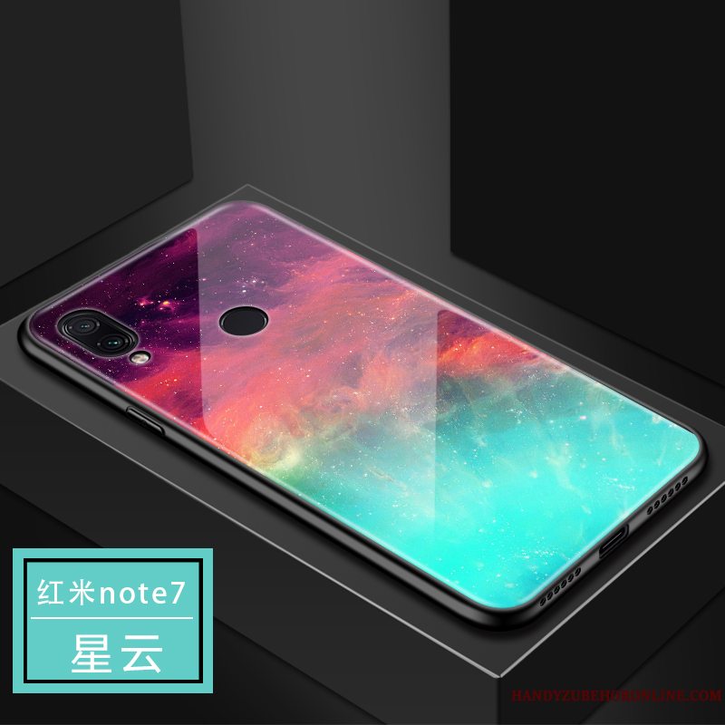 Etui Redmi Note 7 Tasker Anti-fald Glas, Cover Redmi Note 7 Beskyttelse Af Personlighed Mørkeblå