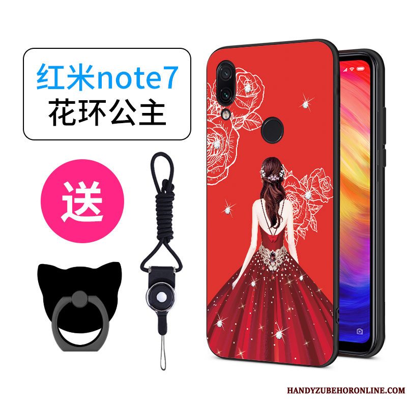 Etui Redmi Note 7 Tasker Smuk Rød, Cover Redmi Note 7 Cartoon Af Personlighed Elskeren