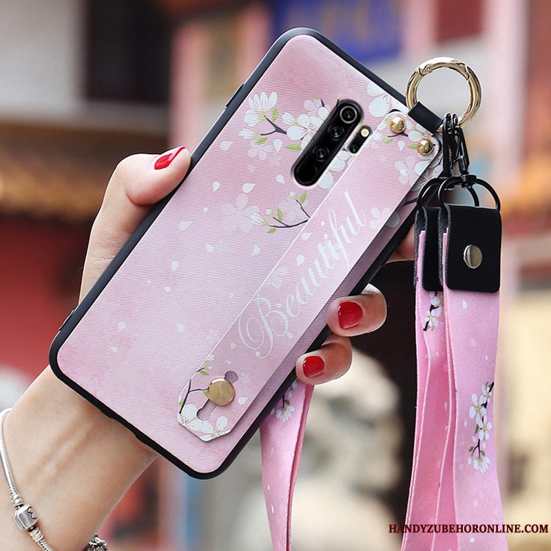 Etui Redmi Note 8 Pro Beskyttelse Rød Hvid, Cover Redmi Note 8 Pro Hængende Ornamenter Telefon