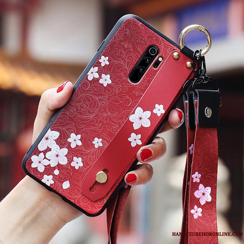Etui Redmi Note 8 Pro Beskyttelse Rød Hvid, Cover Redmi Note 8 Pro Hængende Ornamenter Telefon