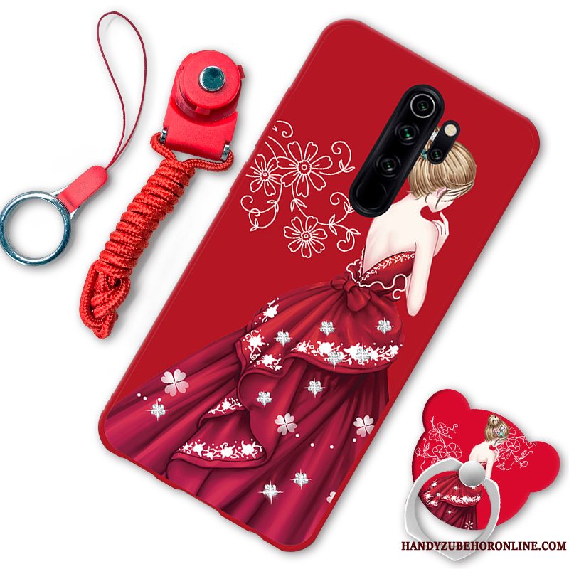 Etui Redmi Note 8 Pro Cartoon Anti-fald Elskeren, Cover Redmi Note 8 Pro Support Telefonrød