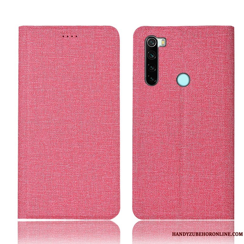 Etui Redmi Note 8 Pro Folio Bomuld Og Linned Blå, Cover Redmi Note 8 Pro Beskyttelse Lille Sektion Telefon