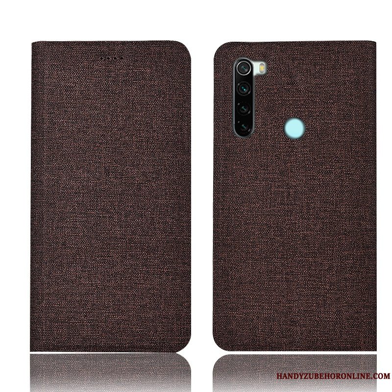 Etui Redmi Note 8 Pro Folio Bomuld Og Linned Blå, Cover Redmi Note 8 Pro Beskyttelse Lille Sektion Telefon