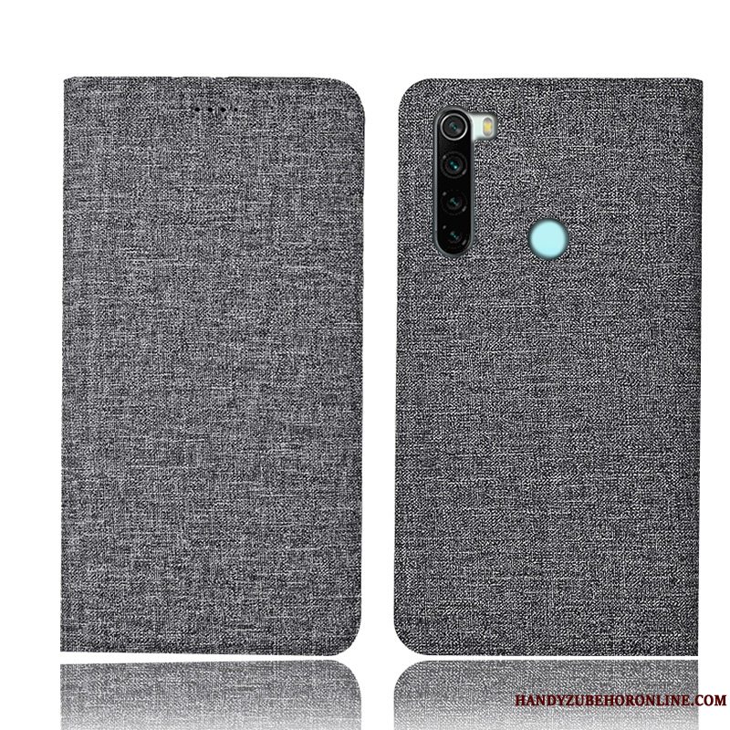 Etui Redmi Note 8 Pro Folio Bomuld Og Linned Blå, Cover Redmi Note 8 Pro Beskyttelse Lille Sektion Telefon