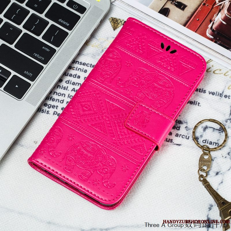 Etui Redmi Note 8 Pro Folio Business Rød, Cover Redmi Note 8 Pro Læder Stor Telefon