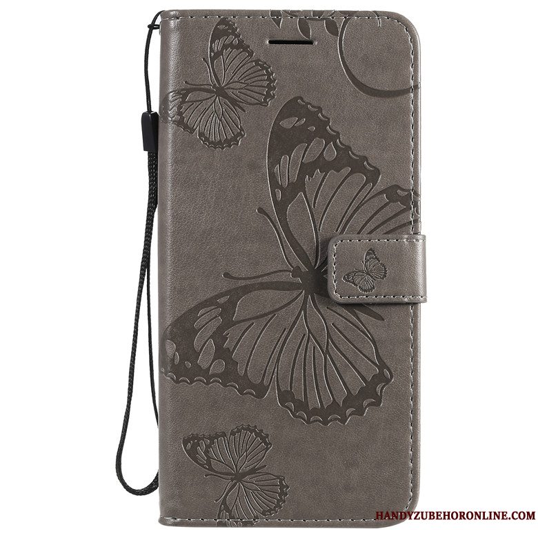 Etui Redmi Note 8t Læder Sommerfugl Blomster Anti-fald, Cover Redmi Note 8t Beskyttelse Telefonrød