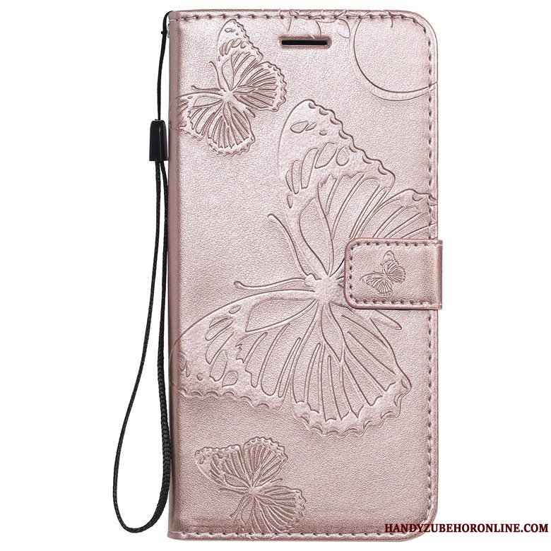 Etui Redmi Note 8t Læder Sommerfugl Blomster Anti-fald, Cover Redmi Note 8t Beskyttelse Telefonrød