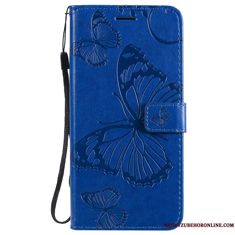 Etui Redmi Note 8t Læder Sommerfugl Blomster Anti-fald, Cover Redmi Note 8t Beskyttelse Telefonrød