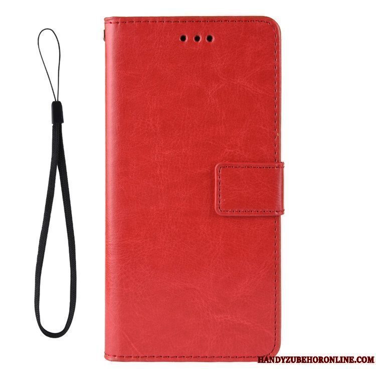 Etui Redmi Note 9 Folio Rød Mønster, Cover Redmi Note 9 Læder Sort Telefon