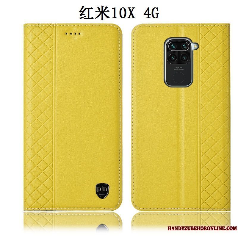 Etui Redmi Note 9 Folio Rød Telefon, Cover Redmi Note 9 Læder Lille Sektion Gul