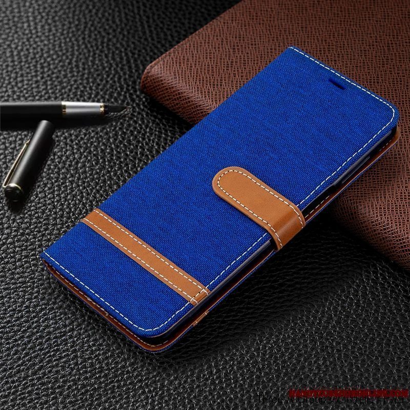 Etui Redmi Note 9 Pro Læder Grå Denim, Cover Redmi Note 9 Pro Folio Telefonkort