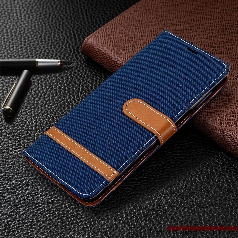 Etui Redmi Note 9 Pro Læder Grå Denim, Cover Redmi Note 9 Pro Folio Telefonkort