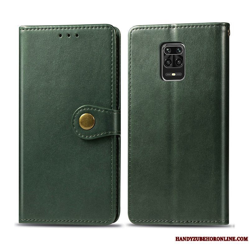 Etui Redmi Note 9 Pro Læder Grøn Solid Farve, Cover Redmi Note 9 Pro Beskyttelse Telefonsimple