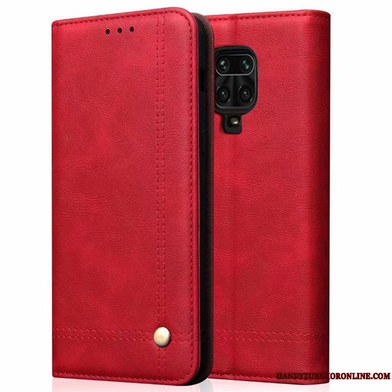 Etui Redmi Note 9 Pro Tasker Rød Telefon, Cover Redmi Note 9 Pro Læder Anti-fald Skærmbeskyttelse