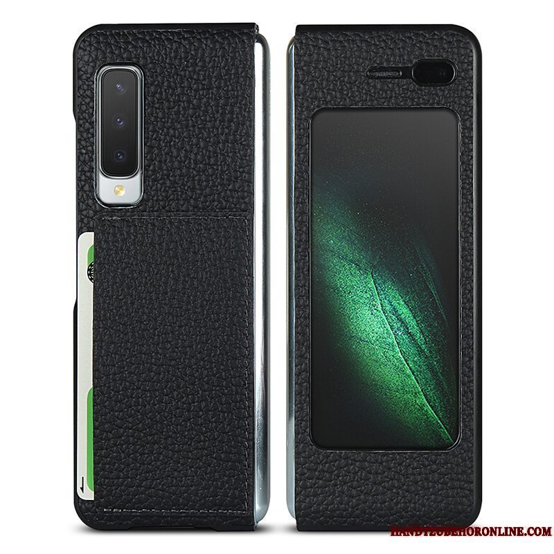 Etui Samsung Fold Læder Af Personlighed Mørkeblå, Cover Samsung Fold Tasker Anti-fald High End