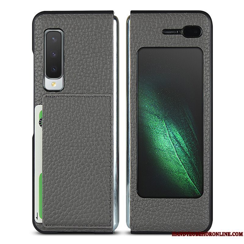 Etui Samsung Fold Læder Af Personlighed Mørkeblå, Cover Samsung Fold Tasker Anti-fald High End