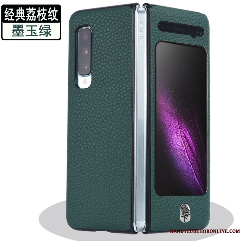 Etui Samsung Fold Læder Ensartet Anti-fald, Cover Samsung Fold Beskyttelse Guld Nubuck