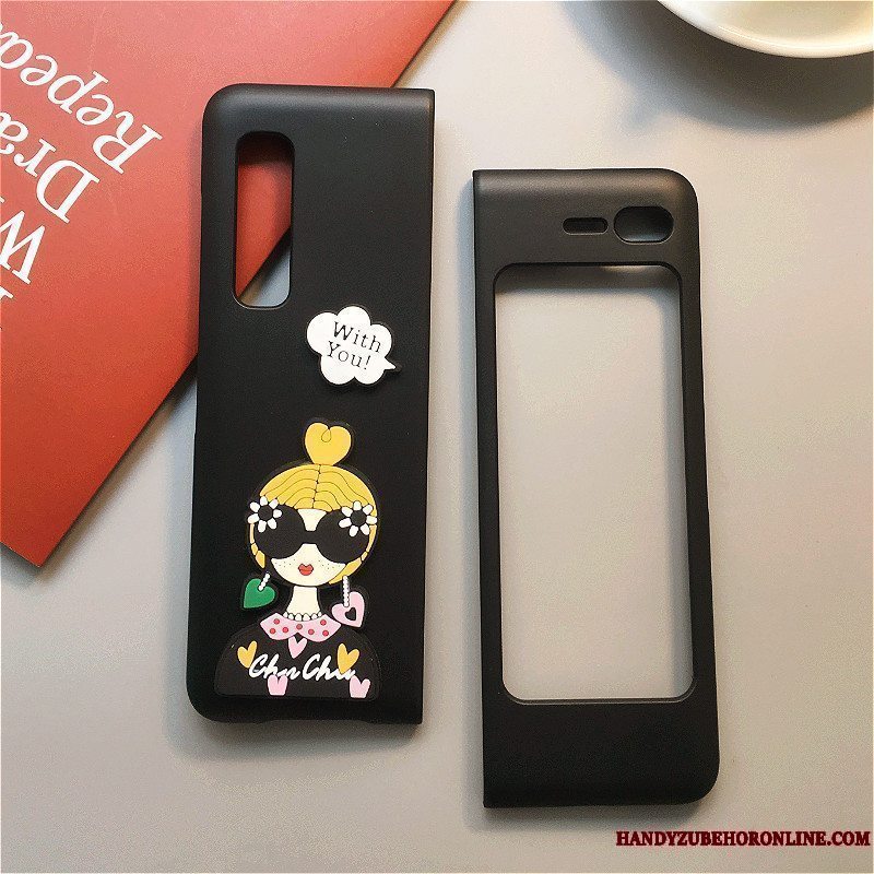 Etui Samsung Fold Tasker Nubuck Fold, Cover Samsung Fold Cartoon Anti-fald Sort