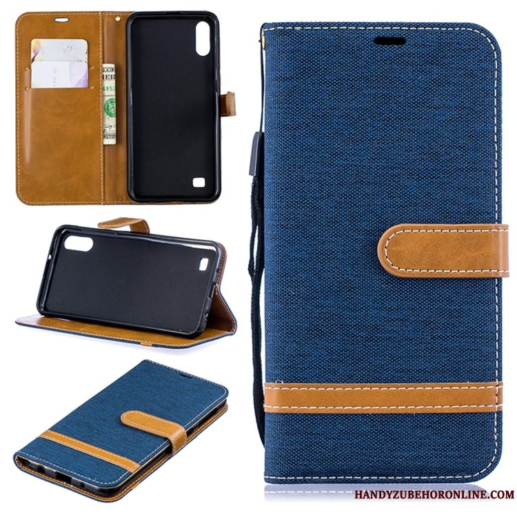 Etui Samsung Galaxy A10 Kreativ Grå Af Personlighed, Cover Samsung Galaxy A10 Læder Denim Telefon
