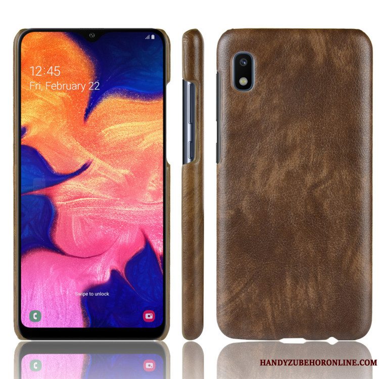 Etui Samsung Galaxy A10 Læder Mønster Rød, Cover Samsung Galaxy A10 Beskyttelse Litchi Telefon