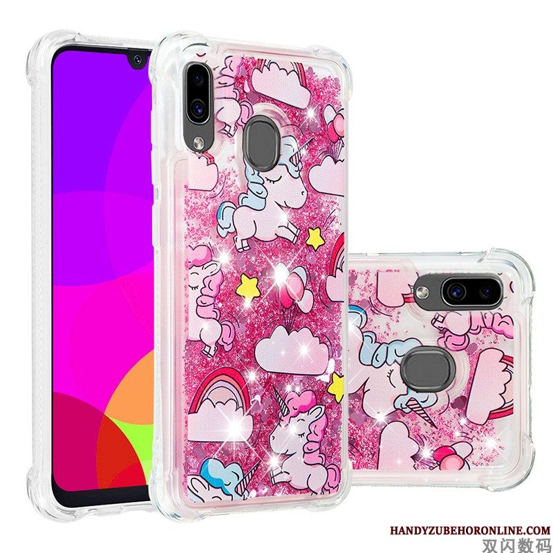 Etui Samsung Galaxy A20e Tasker Lyserød Telefon, Cover Samsung Galaxy A20e Blød Anti-fald Quicksand