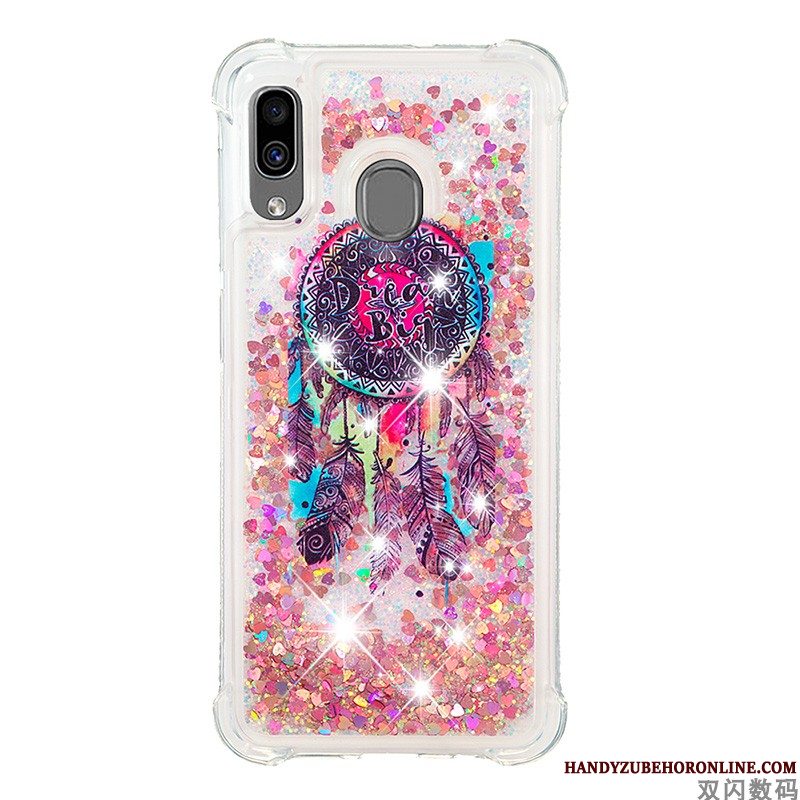 Etui Samsung Galaxy A20e Tasker Lyserød Telefon, Cover Samsung Galaxy A20e Blød Anti-fald Quicksand