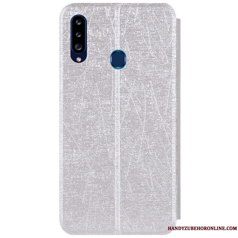 Etui Samsung Galaxy A20s Beskyttelse Anti-fald Sølv, Cover Samsung Galaxy A20s Læder Telefon