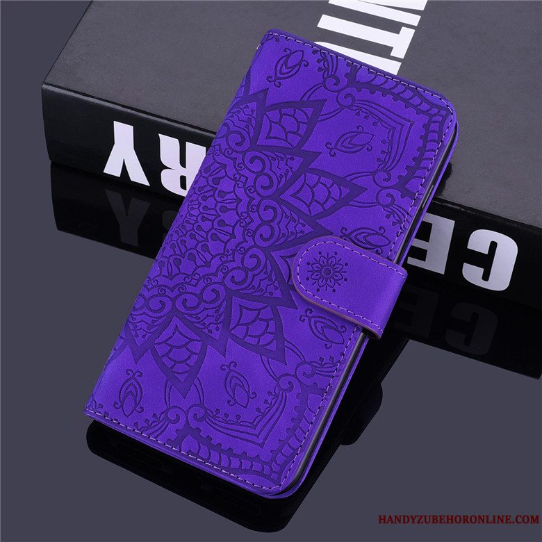 Etui Samsung Galaxy A20s Læder Anti-fald Rød, Cover Samsung Galaxy A20s Folio Blomster Telefon