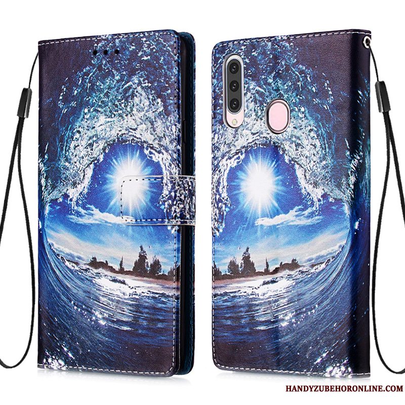 Etui Samsung Galaxy A20s Læder Blå Af Personlighed, Cover Samsung Galaxy A20s Blød Kort