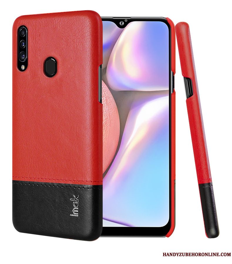 Etui Samsung Galaxy A20s Læder Hård Telefon, Cover Samsung Galaxy A20s Beskyttelse Rød Anti-fald