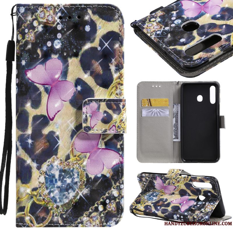 Etui Samsung Galaxy A20s Læder Kort Telefon, Cover Samsung Galaxy A20s Beskyttelse Hvid