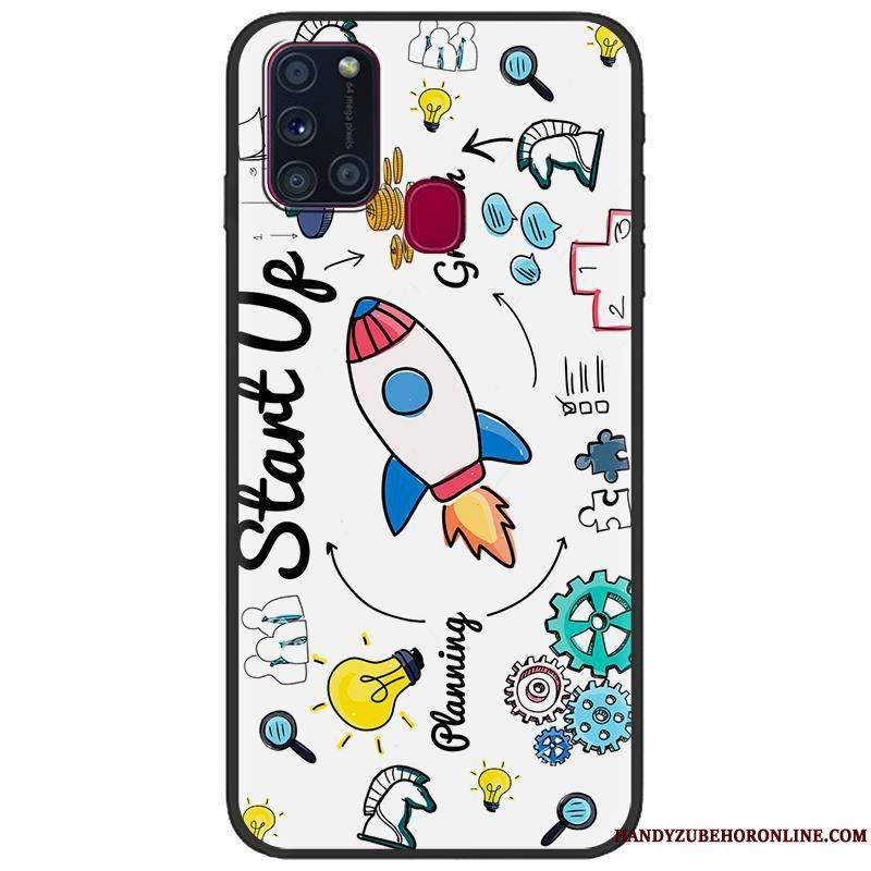 Etui Samsung Galaxy A21s Cartoon Grøn Telefon, Cover Samsung Galaxy A21s Malet Sort Trend