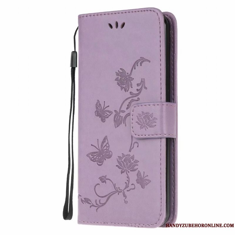 Etui Samsung Galaxy A21s Folio Lilla Telefon, Cover Samsung Galaxy A21s Tasker Kort Anti-fald