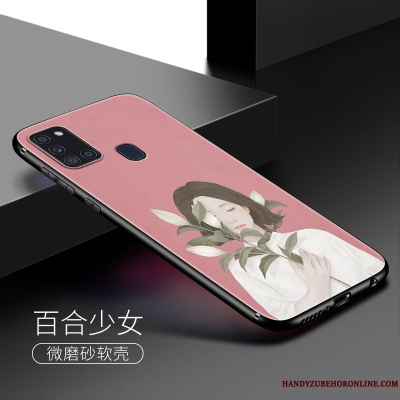 Etui Samsung Galaxy A21s Kreativ Vind Lyserød, Cover Samsung Galaxy A21s Silikone Kunst Hjerte