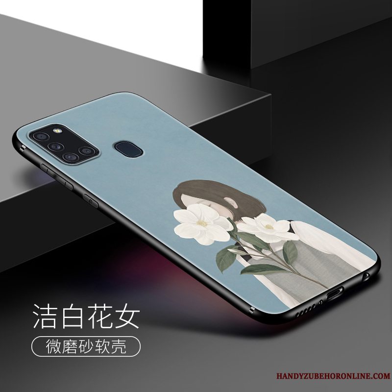 Etui Samsung Galaxy A21s Kreativ Vind Lyserød, Cover Samsung Galaxy A21s Silikone Kunst Hjerte