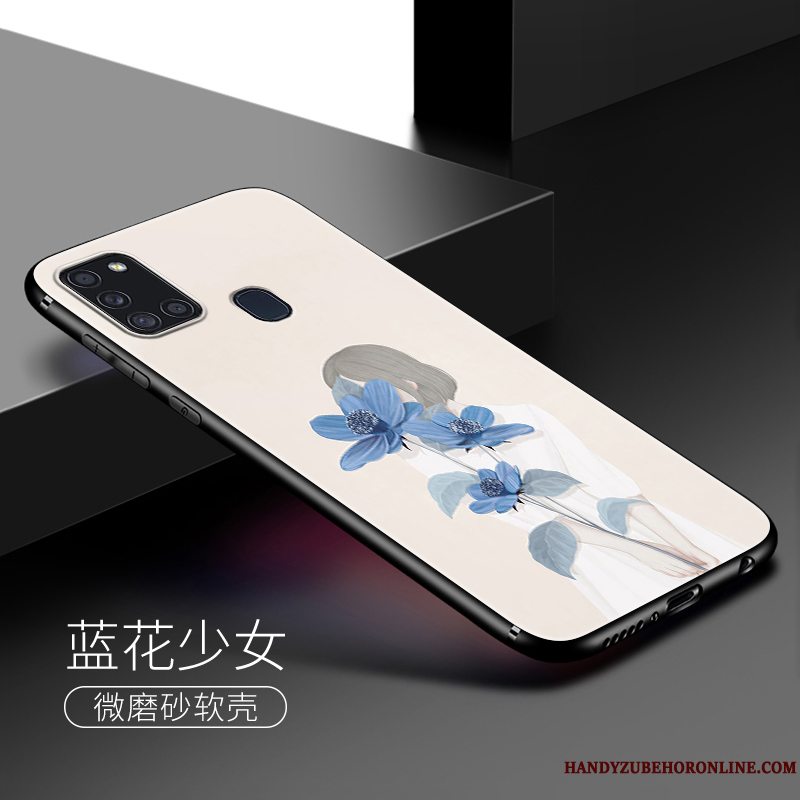 Etui Samsung Galaxy A21s Kreativ Vind Lyserød, Cover Samsung Galaxy A21s Silikone Kunst Hjerte