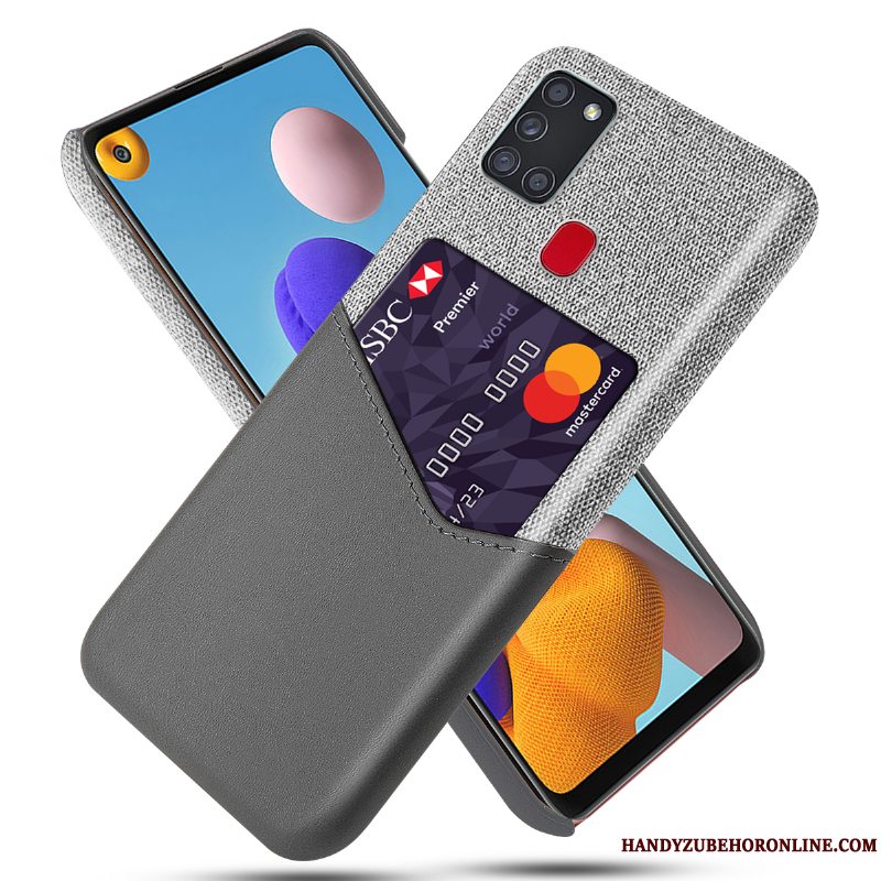 Etui Samsung Galaxy A21s Læder Kort Anti-fald, Cover Samsung Galaxy A21s Beskyttelse Af Personlighed Klud