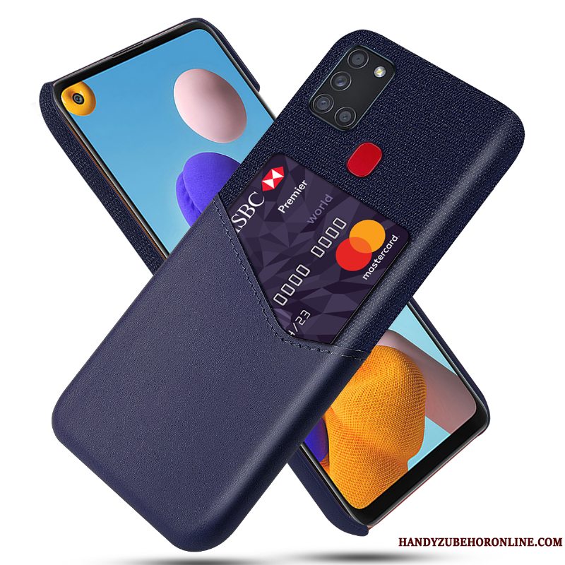 Etui Samsung Galaxy A21s Læder Kort Anti-fald, Cover Samsung Galaxy A21s Beskyttelse Af Personlighed Klud