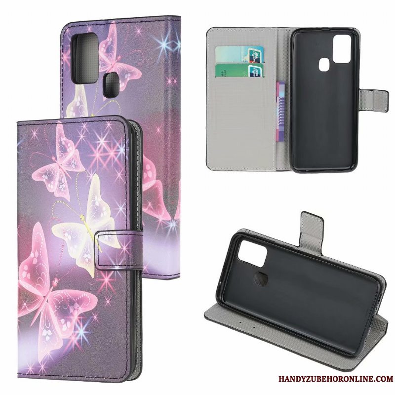 Etui Samsung Galaxy A21s Malet Hvid Telefon, Cover Samsung Galaxy A21s Læder