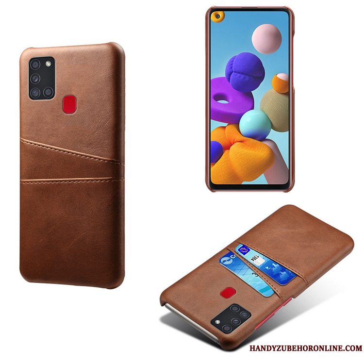 Etui Samsung Galaxy A21s Tasker Af Personlighed Gul, Cover Samsung Galaxy A21s Læder Lille Sektion Kort