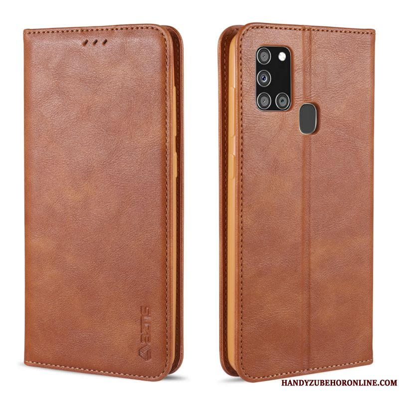 Etui Samsung Galaxy A21s Tasker Hærdning Telefon, Cover Samsung Galaxy A21s Folio Magnetisk Spænde Trend