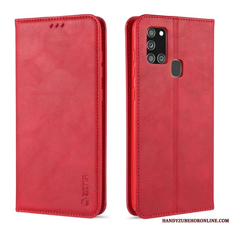 Etui Samsung Galaxy A21s Tasker Hærdning Telefon, Cover Samsung Galaxy A21s Folio Magnetisk Spænde Trend