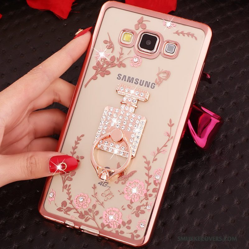 Etui Samsung Galaxy A3 2015 Blød Telefonlyserød, Cover Samsung Galaxy A3 2015 Strass Ring