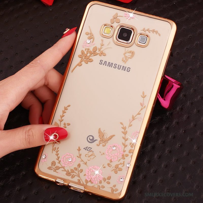 Etui Samsung Galaxy A3 2015 Blød Telefonlyserød, Cover Samsung Galaxy A3 2015 Strass Ring