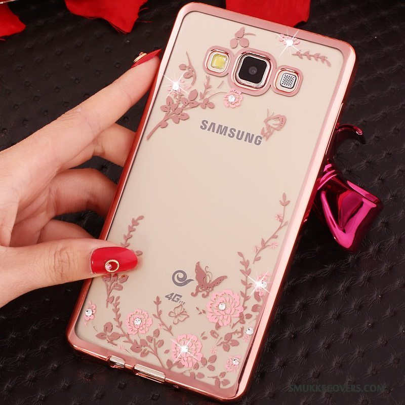 Etui Samsung Galaxy A3 2015 Blød Telefonlyserød, Cover Samsung Galaxy A3 2015 Strass Ring