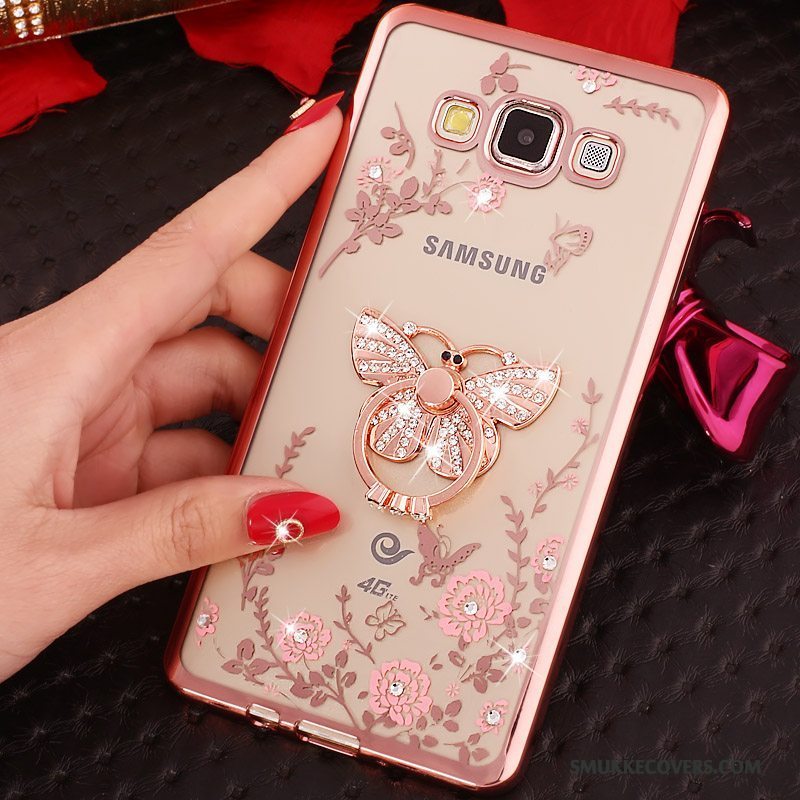 Etui Samsung Galaxy A3 2015 Blød Telefonlyserød, Cover Samsung Galaxy A3 2015 Strass Ring