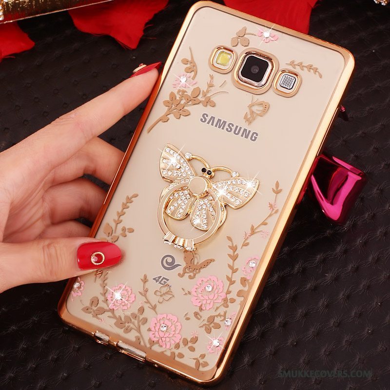 Etui Samsung Galaxy A3 2015 Support Guld Anti-fald, Cover Samsung Galaxy A3 2015 Strass Telefon