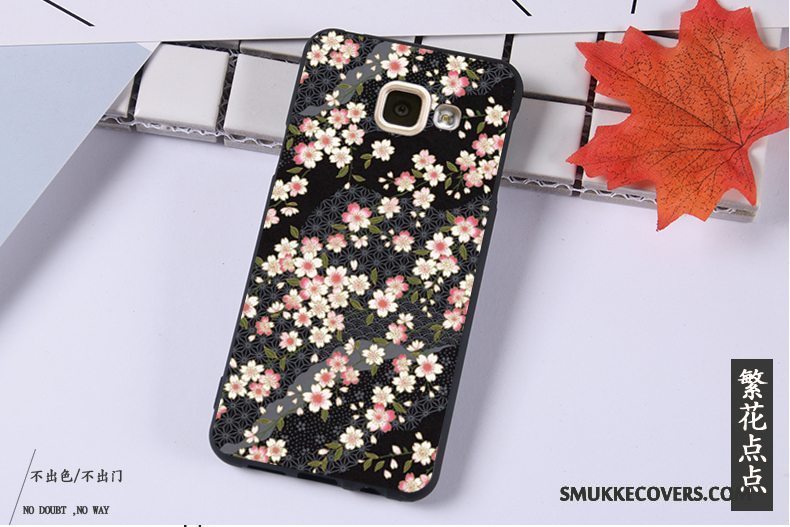 Etui Samsung Galaxy A3 2016 Blød Anti-fald Sort, Cover Samsung Galaxy A3 2016 Beskyttelse Telefonhængende Ornamenter