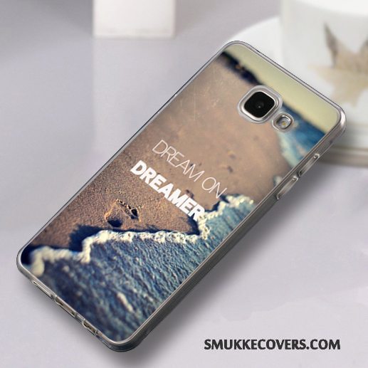 Etui Samsung Galaxy A3 2016 Silikone Anti-fald Pu, Cover Samsung Galaxy A3 2016 Tasker Bagdæksel Lyseblå